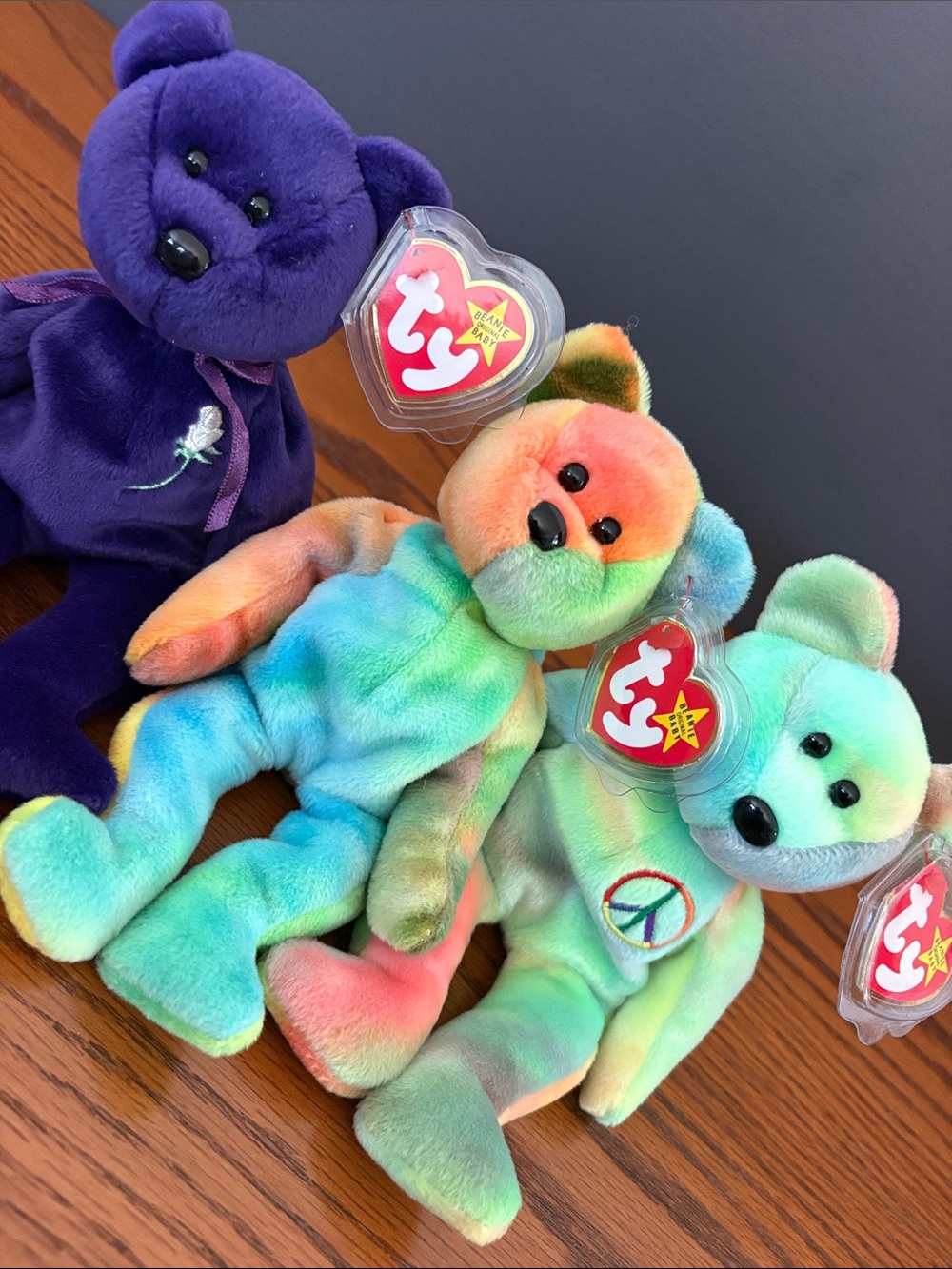 TY Beanie Babies Lot of 3 Vintage 90s Y2K Princess Garcia Peace Bears